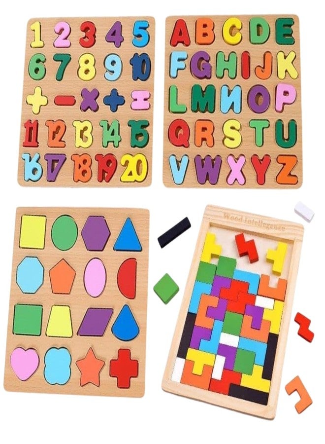 Dec Kitchenpro Montessori Wooden Puzzle Board for Toddlers | ABC Alphabet, Numbers | Toys | Educational Wooden Puzzle Set for Kids & Preschoolers Educational Toys for Brain Development (Model 2) - Image 1